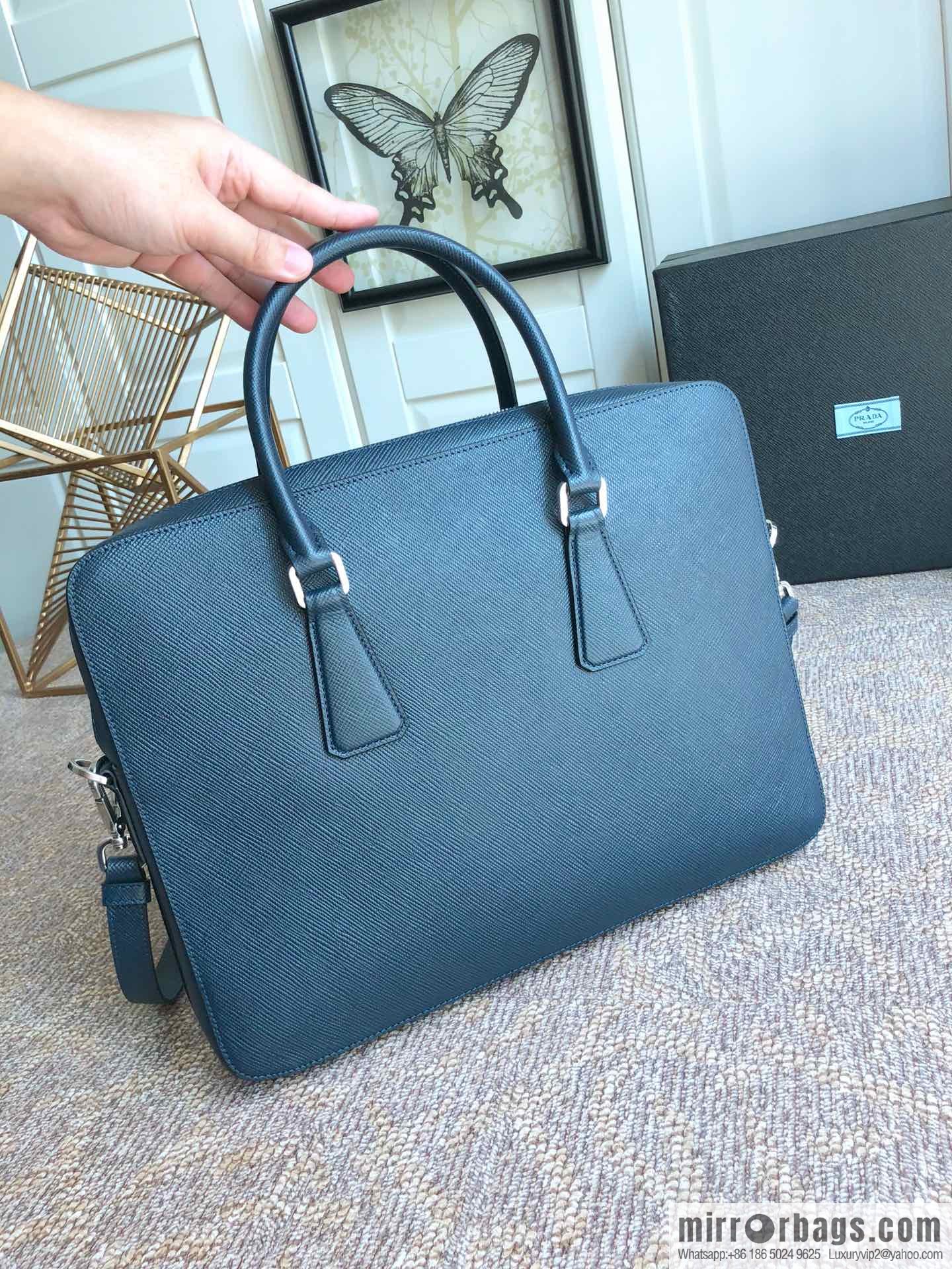 PRADA Prada imported original thick cross pattern new men's bag 2VE368 loose word label/blue