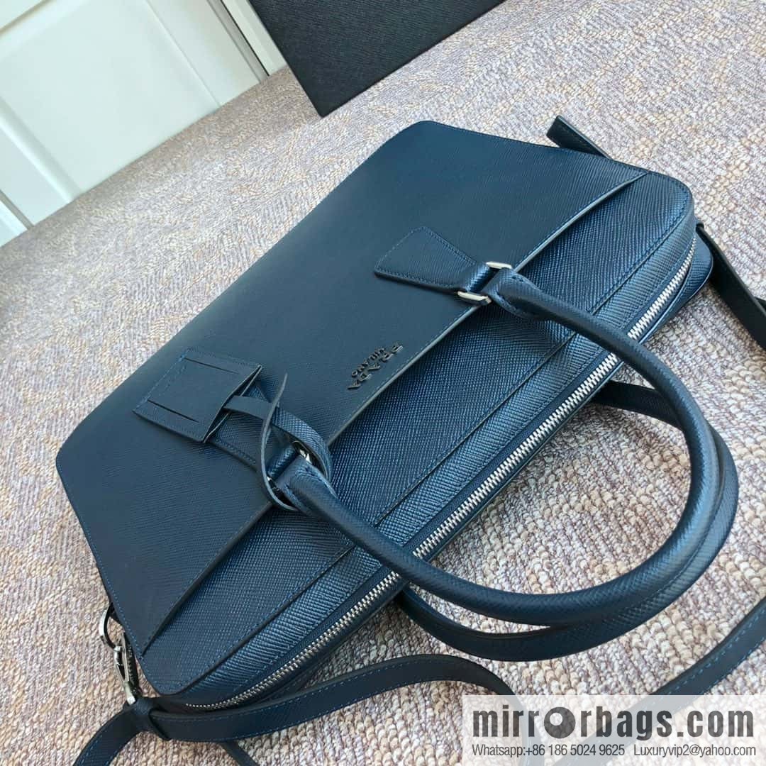PRADA Prada imported original thick cross pattern new men's bag 2VE368 loose word label/blue