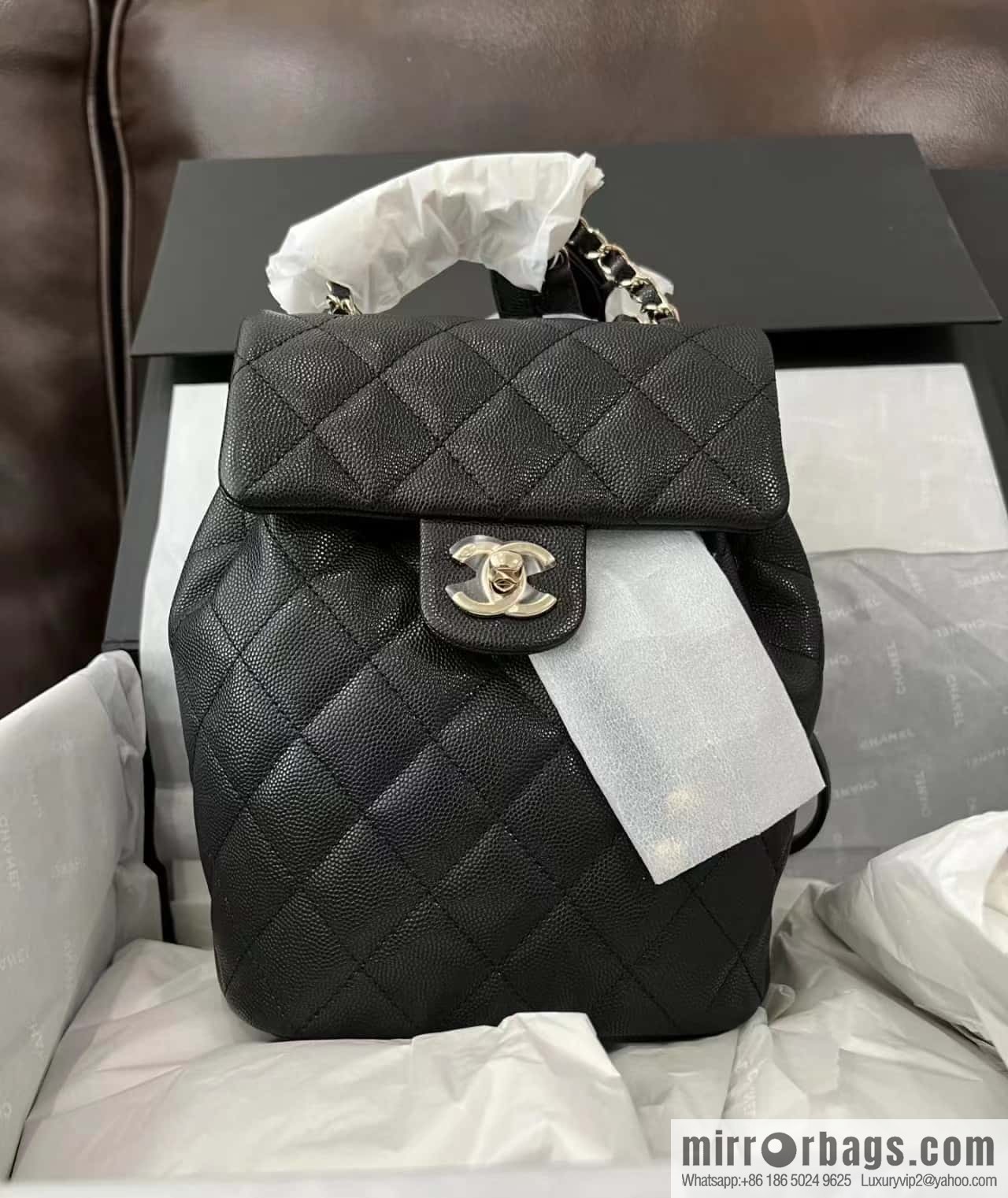 CHANEL 23S spring/summer collection, salzburg double backpack AS4058 black