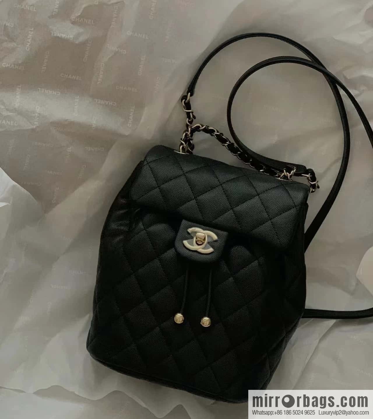 CHANEL 23S spring/summer collection, salzburg double backpack AS4058 black