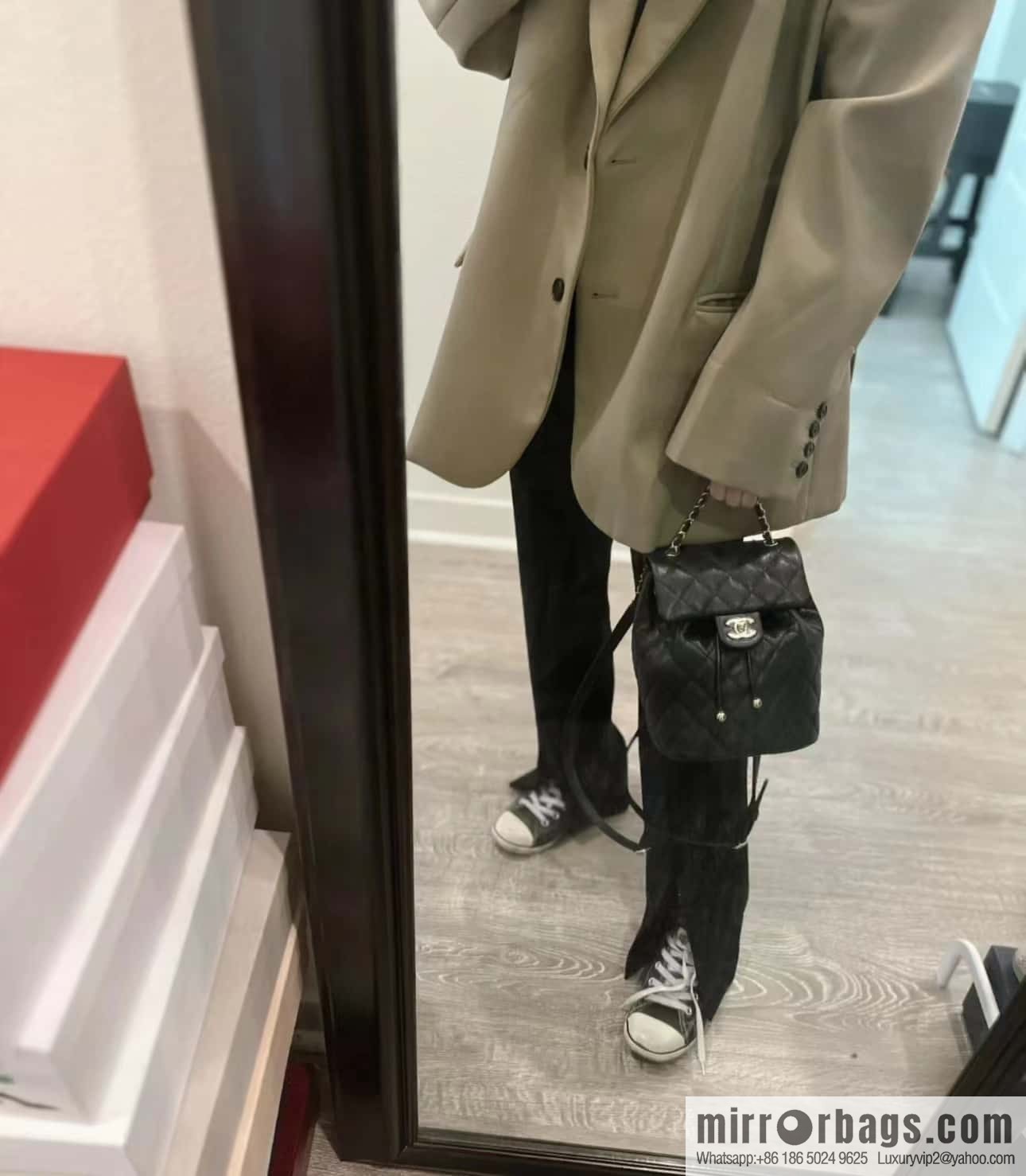CHANEL 23S spring/summer collection, salzburg double backpack AS4058 black