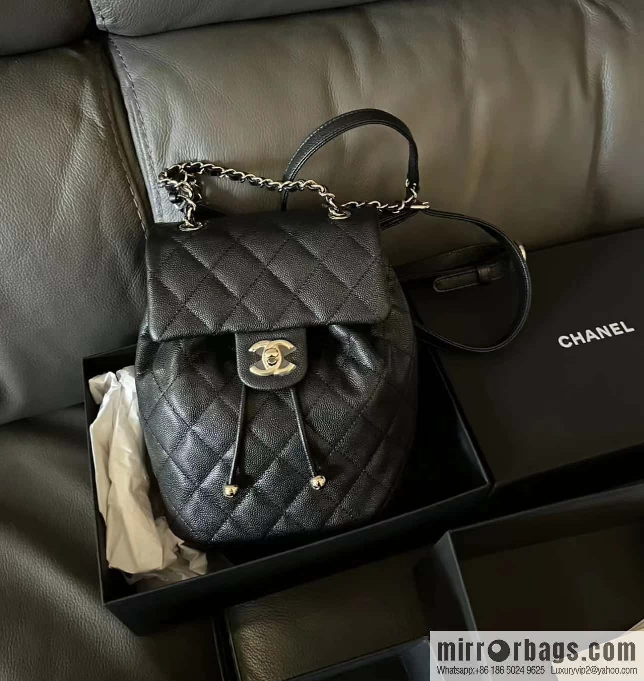 CHANEL 23S spring/summer collection, salzburg double backpack AS4058 black