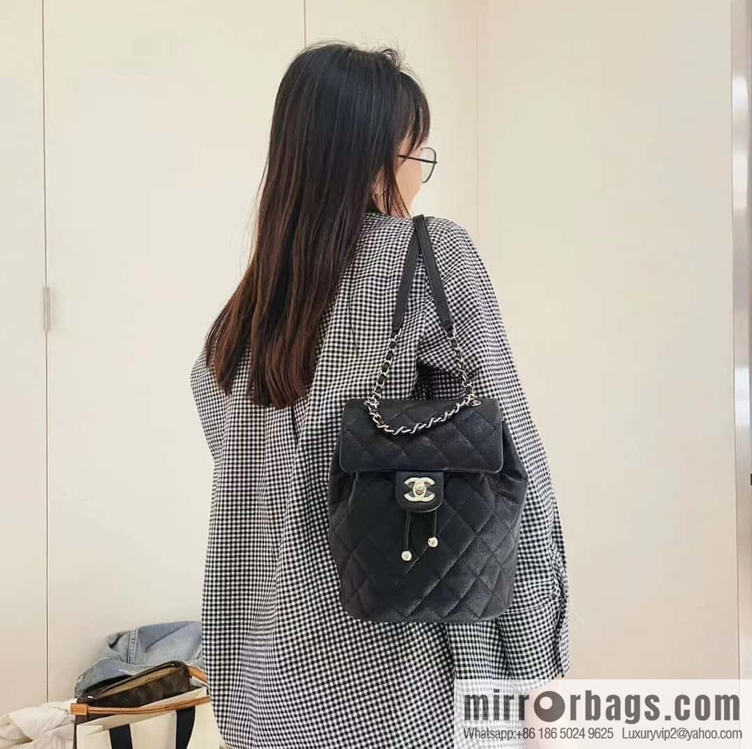 CHANEL 23S spring/summer collection, salzburg double backpack AS4058 black