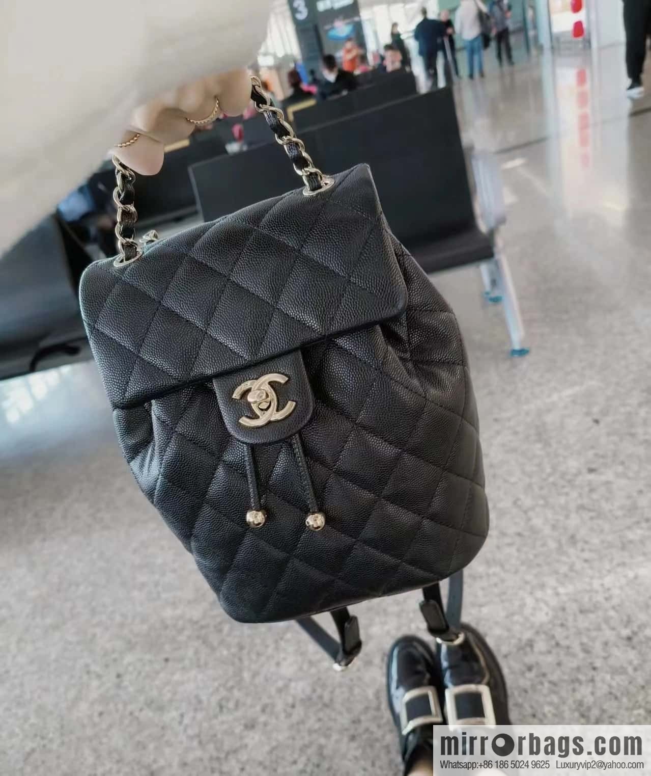 CHANEL 23S spring/summer collection, salzburg double backpack AS4058 black