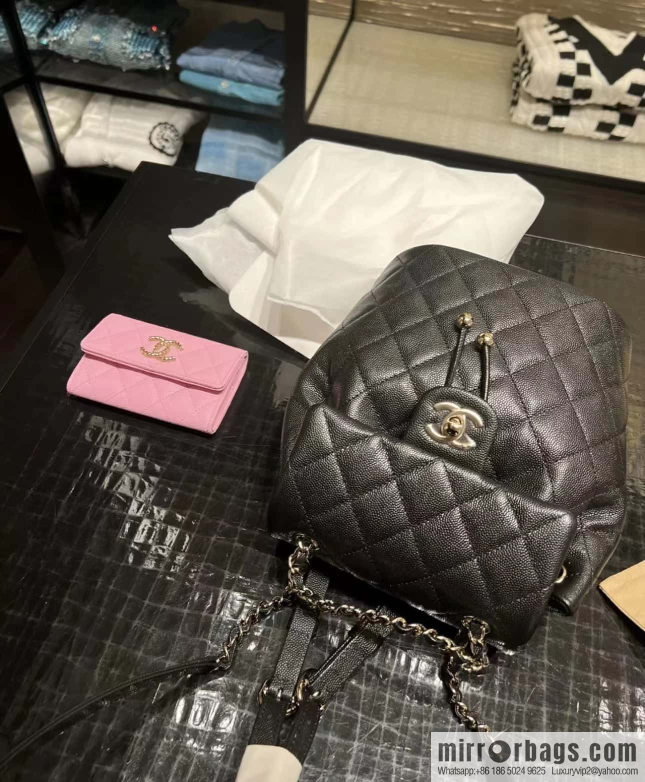 CHANEL 23S spring/summer collection, salzburg double backpack AS4058 black
