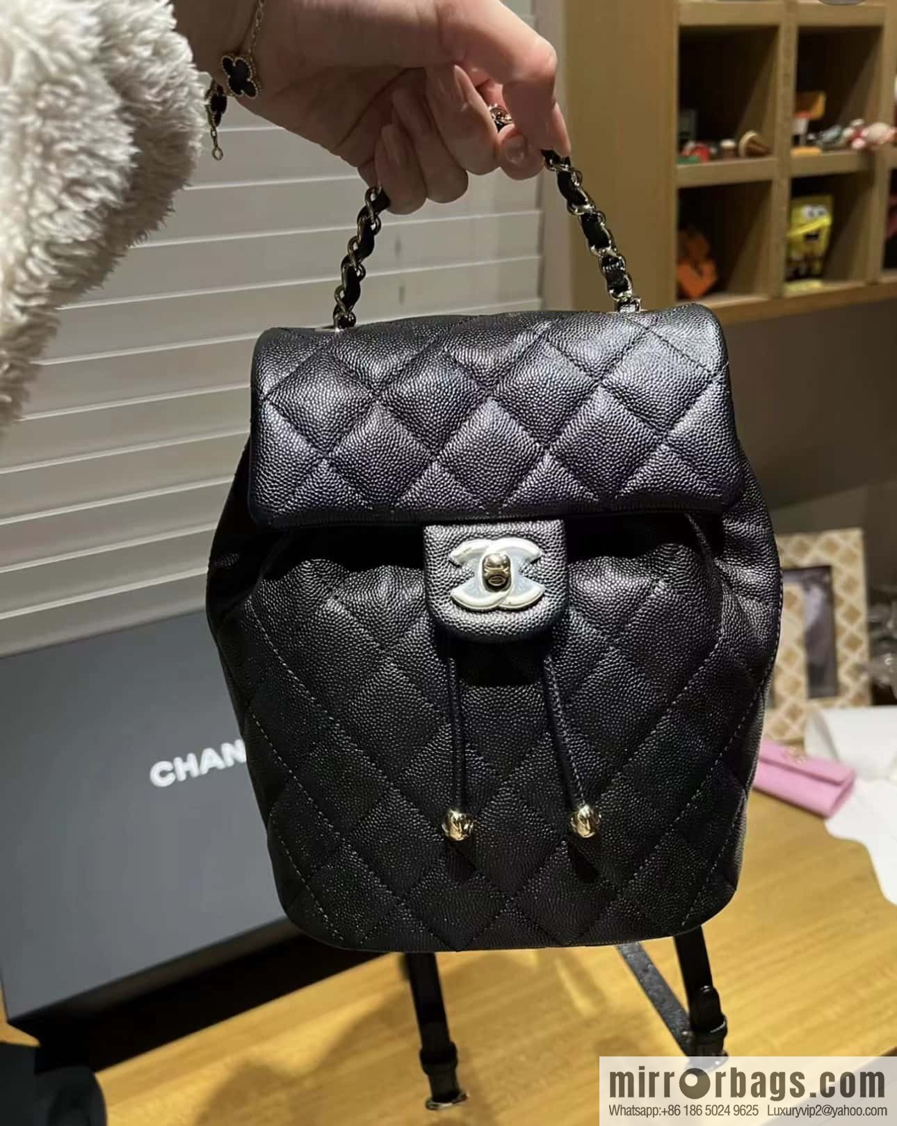 CHANEL 23S spring/summer collection, salzburg double backpack AS4058 black