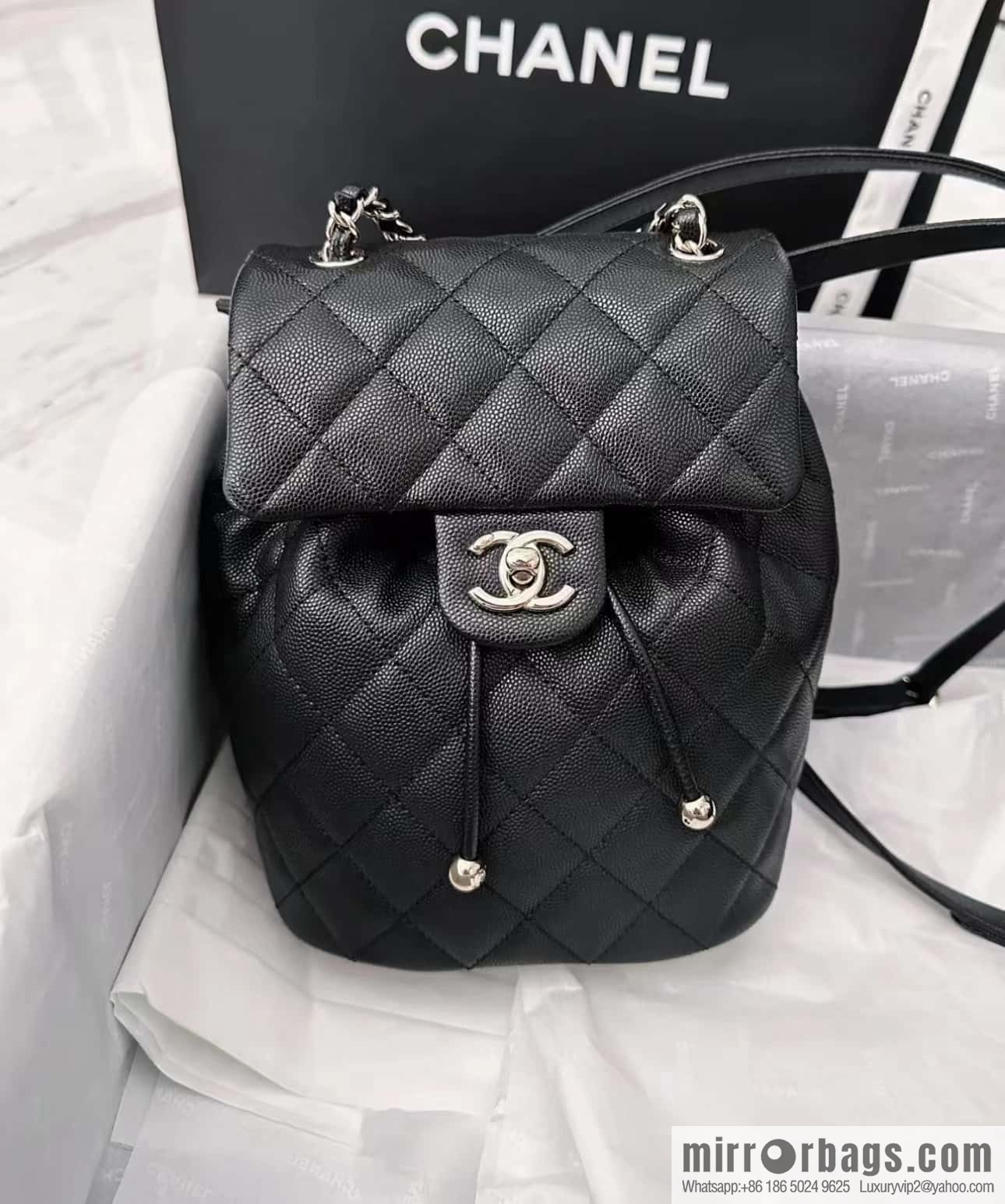 CHANEL 23S spring/summer collection, salzburg double backpack AS4058 black