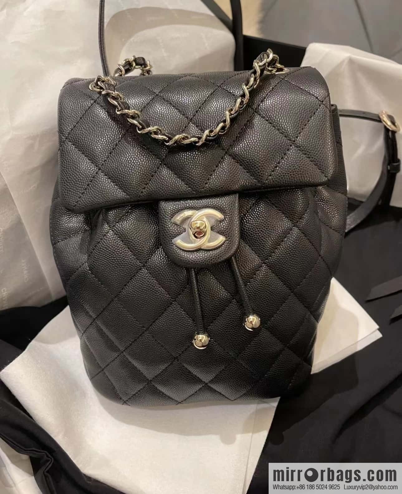 CHANEL 23S spring/summer collection, salzburg double backpack AS4058 black