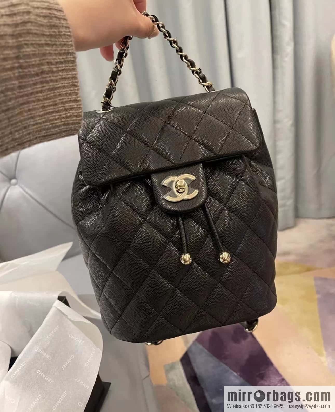 CHANEL 23S spring/summer collection, salzburg double backpack AS4058 black