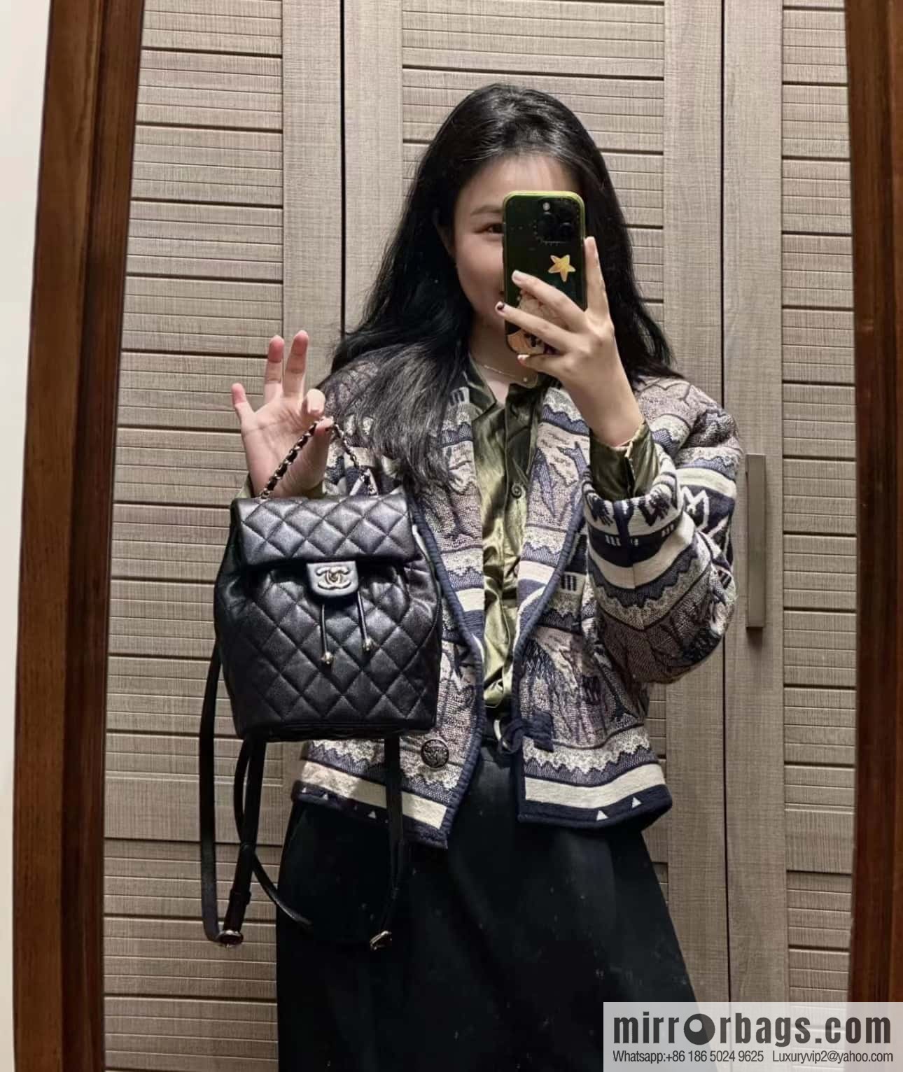 CHANEL 23S spring/summer collection, salzburg double backpack AS4058 black