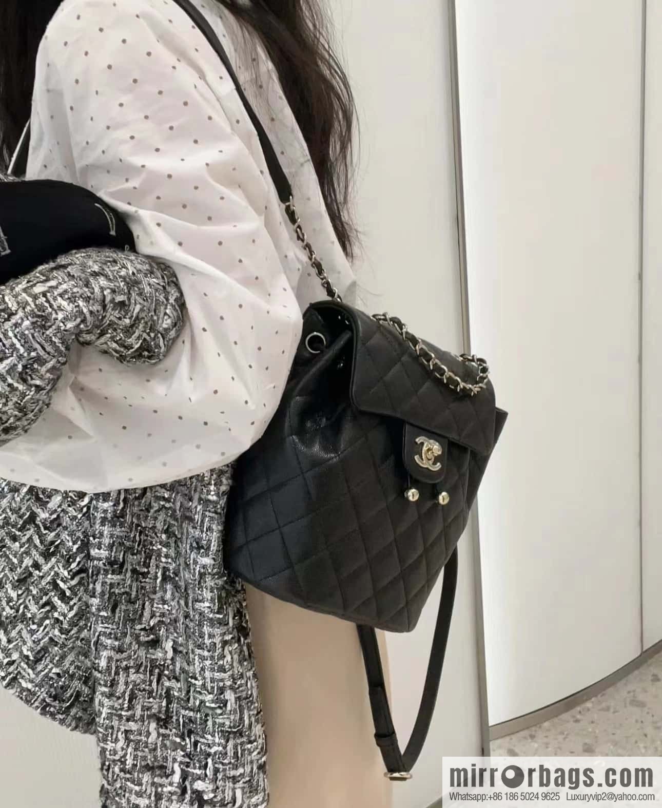 CHANEL 23S spring/summer collection, salzburg double backpack AS4058 black