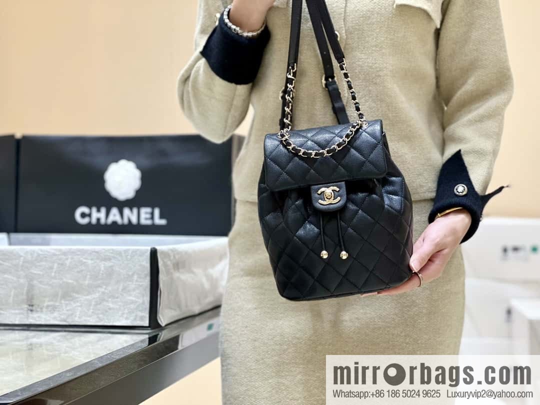 CHANEL 23S spring/summer collection, salzburg double backpack AS4058 black
