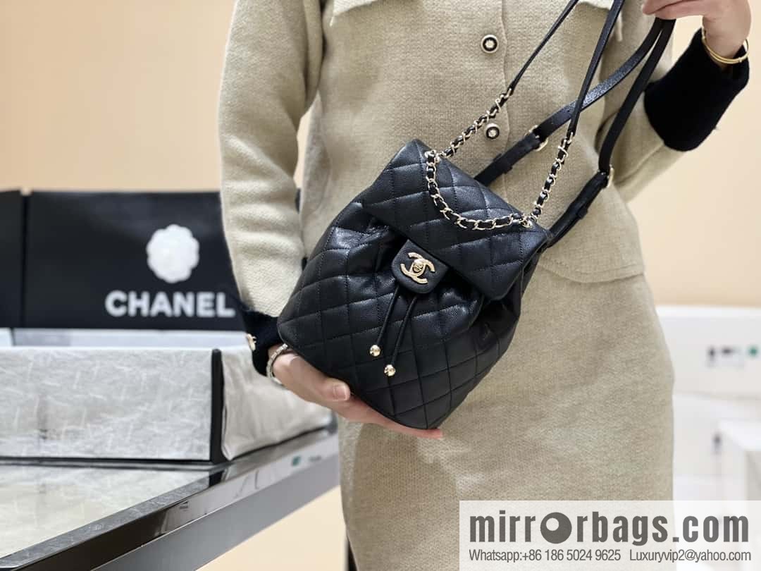 CHANEL 23S spring/summer collection, salzburg double backpack AS4058 black