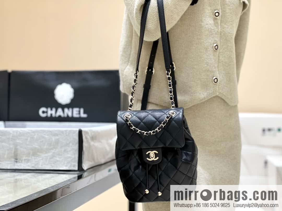 CHANEL 23S spring/summer collection, salzburg double backpack AS4058 black