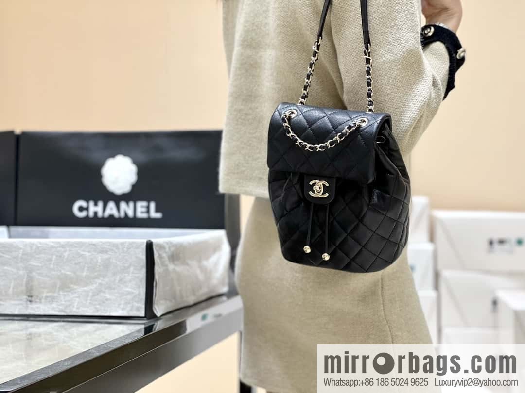 CHANEL 23S spring/summer collection, salzburg double backpack AS4058 black