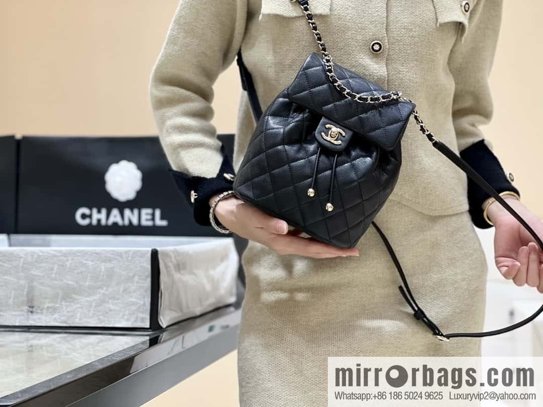 CHANEL 23S spring/summer collection, salzburg double backpack AS4058 black