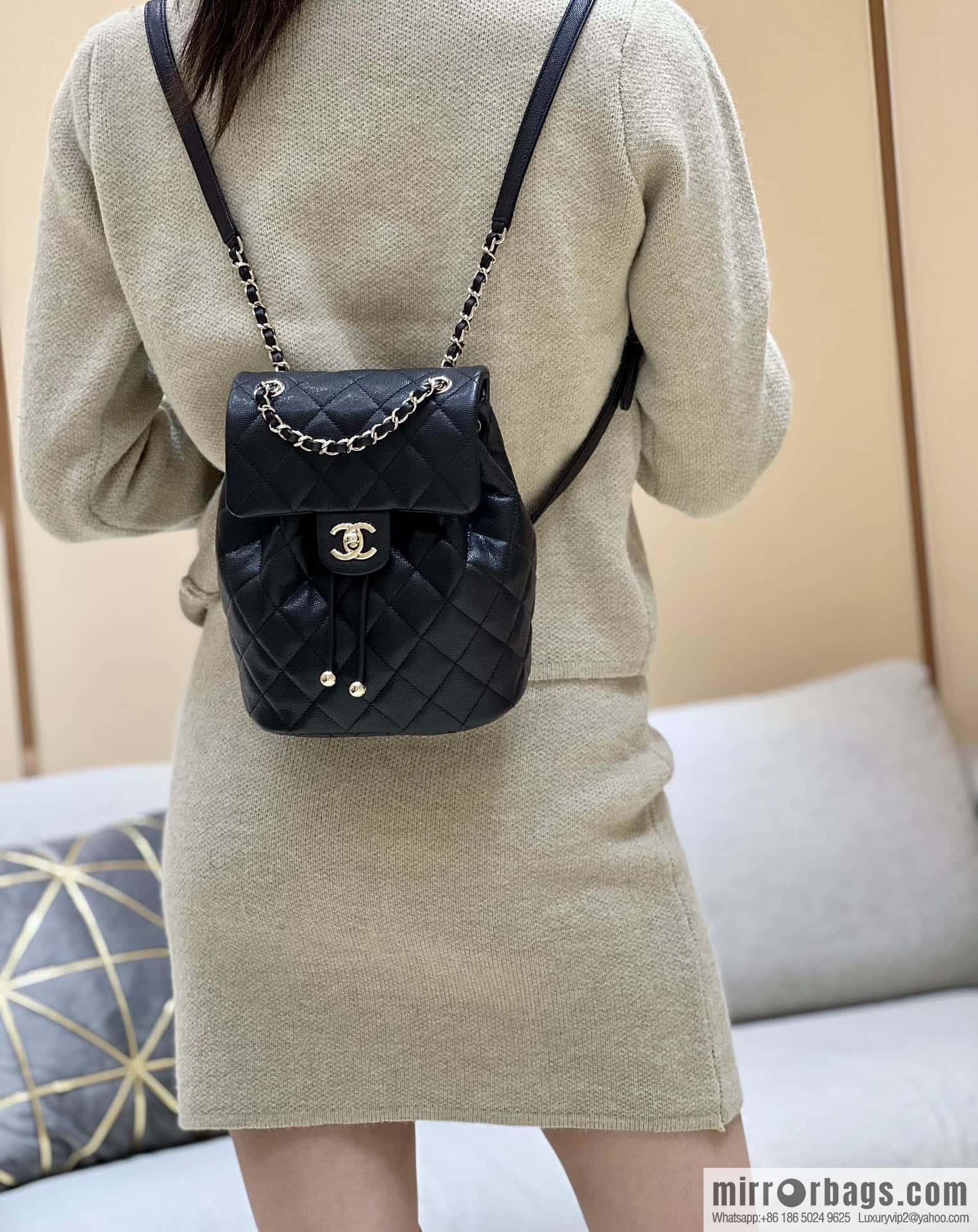 CHANEL 23S spring/summer collection, salzburg double backpack AS4058 black