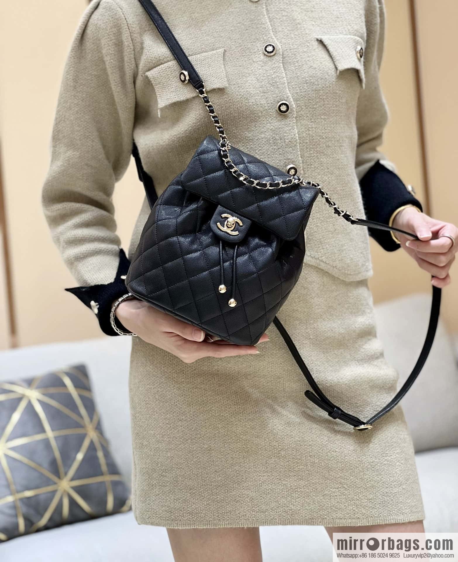 CHANEL 23S spring/summer collection, salzburg double backpack AS4058 black
