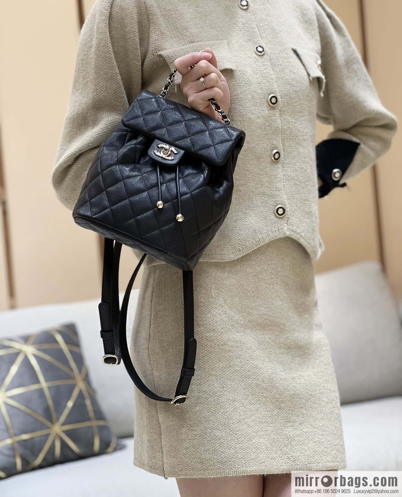 CHANEL 23S spring/summer collection, salzburg double backpack AS4058 black
