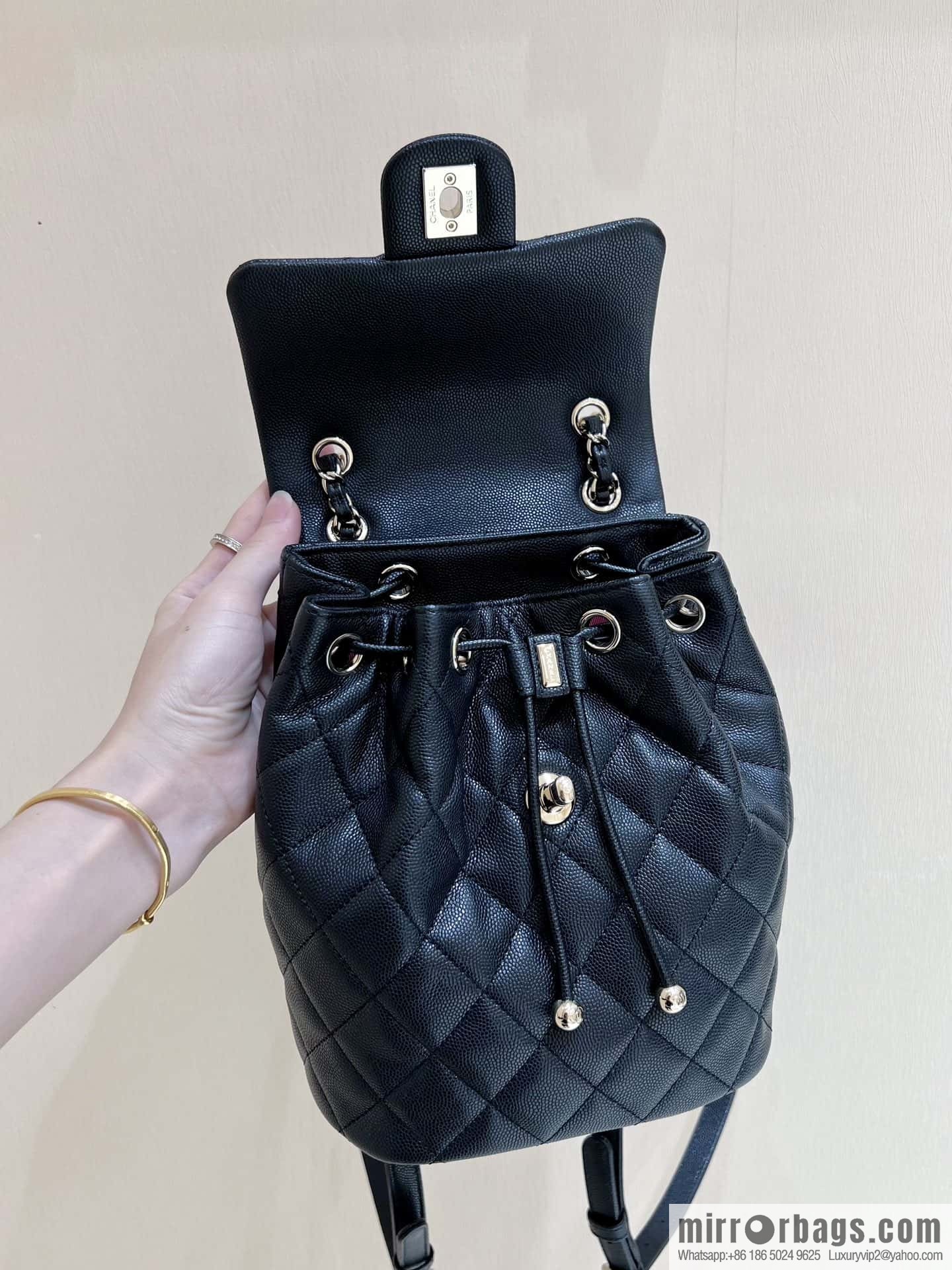 CHANEL 23S spring/summer collection, salzburg double backpack AS4058 black