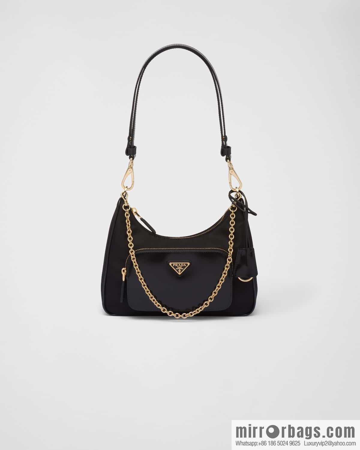 PRADA Prada nylon with glossy leather new armpit bag 1BC198