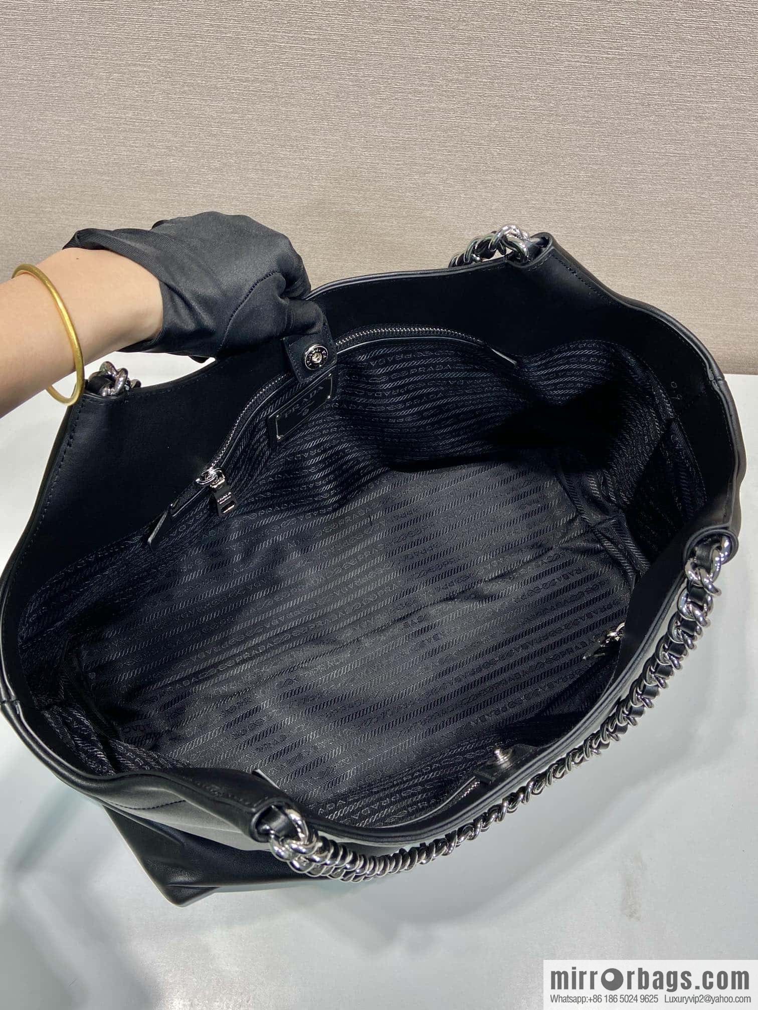 PRADA Prada tote bag 1BA638 white Rat hardware