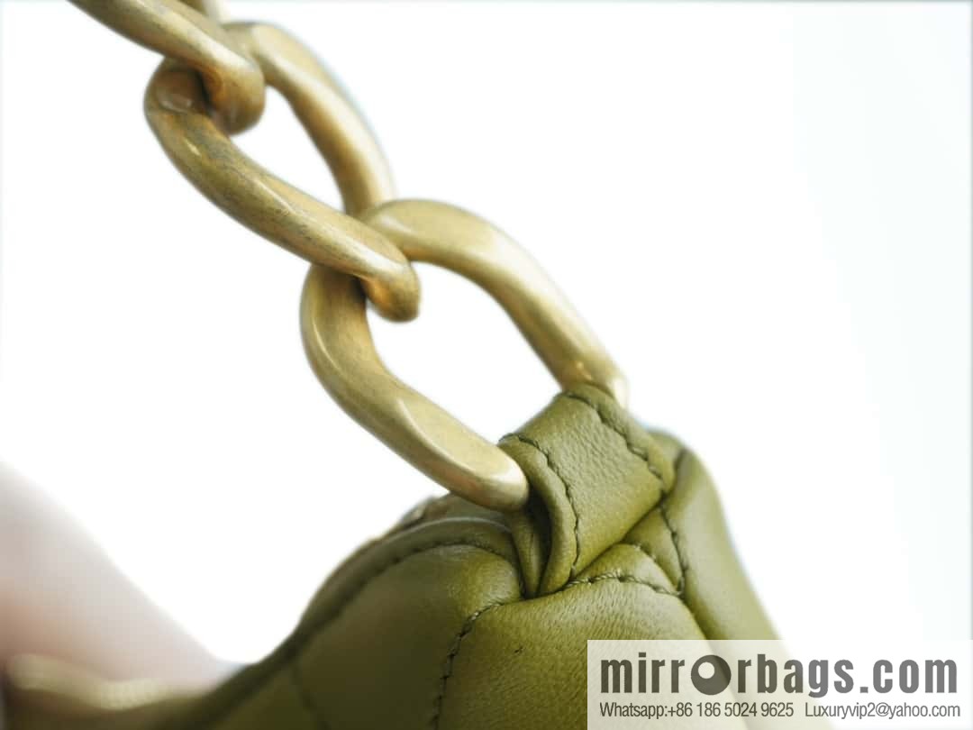 CHANEL 23A Handicraft Workshop HOBO Underarm Bag AS4220 Mustard Green
