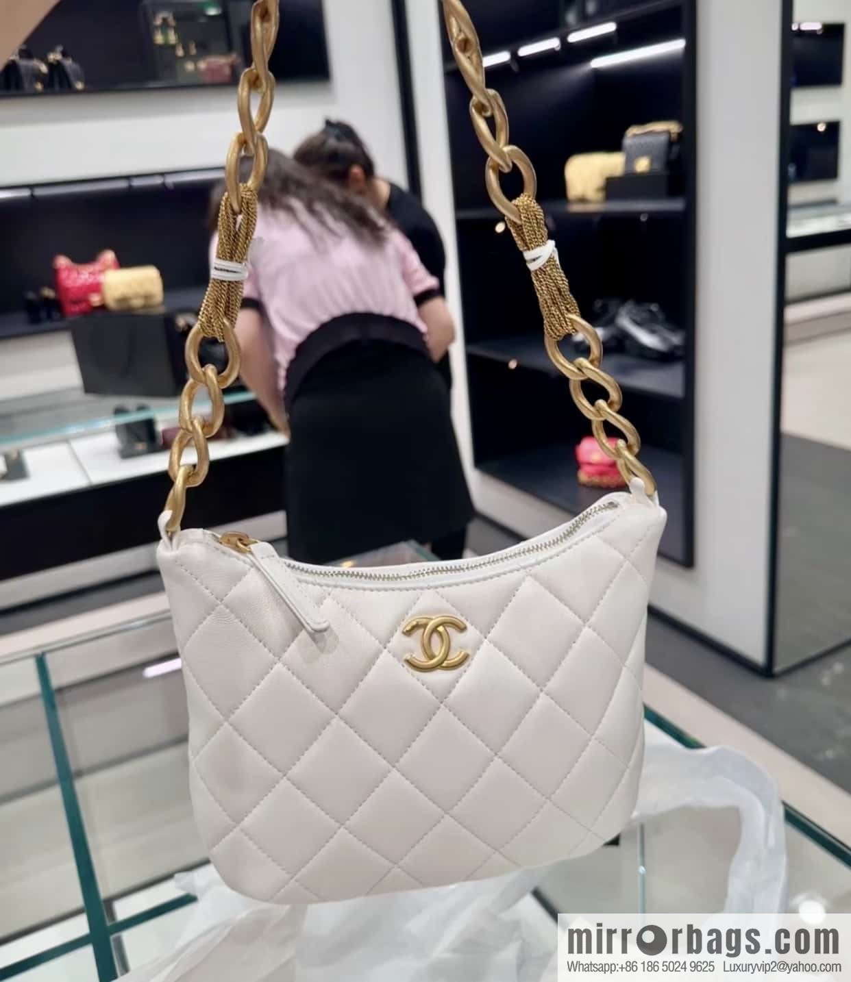 CHANEL 23A Handicraft Workshop HOBO Underarm Bag AS4220 White