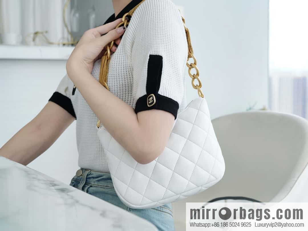 CHANEL 23A Handicraft Workshop HOBO Underarm Bag AS4220 White