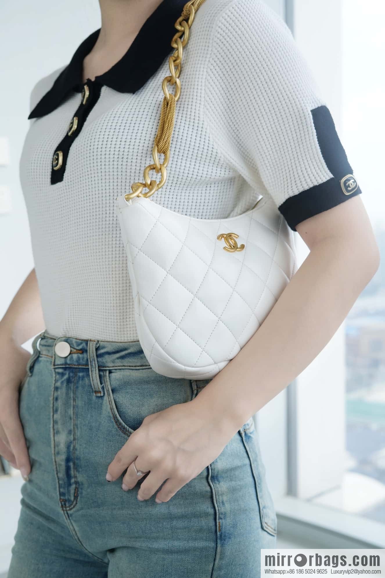 CHANEL 23A Handicraft Workshop HOBO Underarm Bag AS4220 White