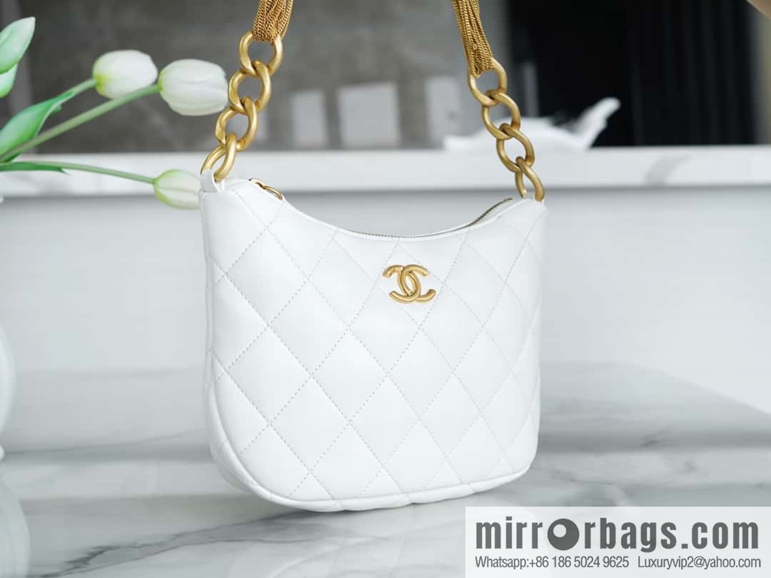CHANEL 23A Handicraft Workshop HOBO Underarm Bag AS4220 White