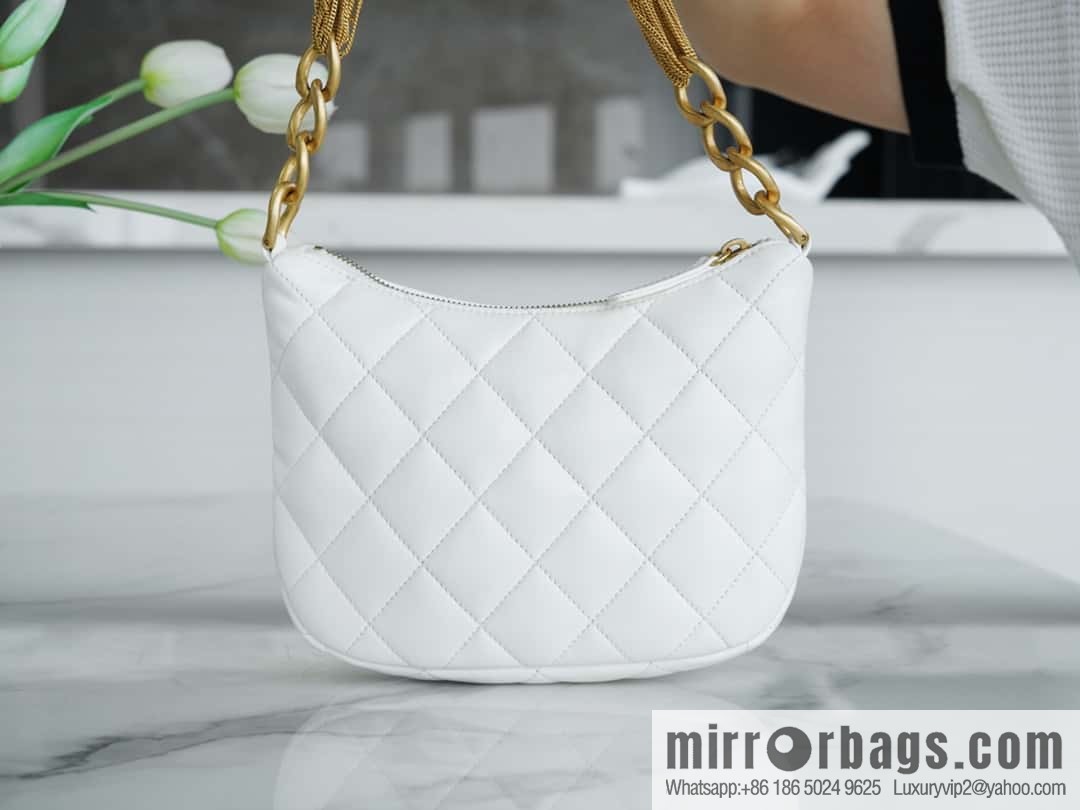 CHANEL 23A Handicraft Workshop HOBO Underarm Bag AS4220 White