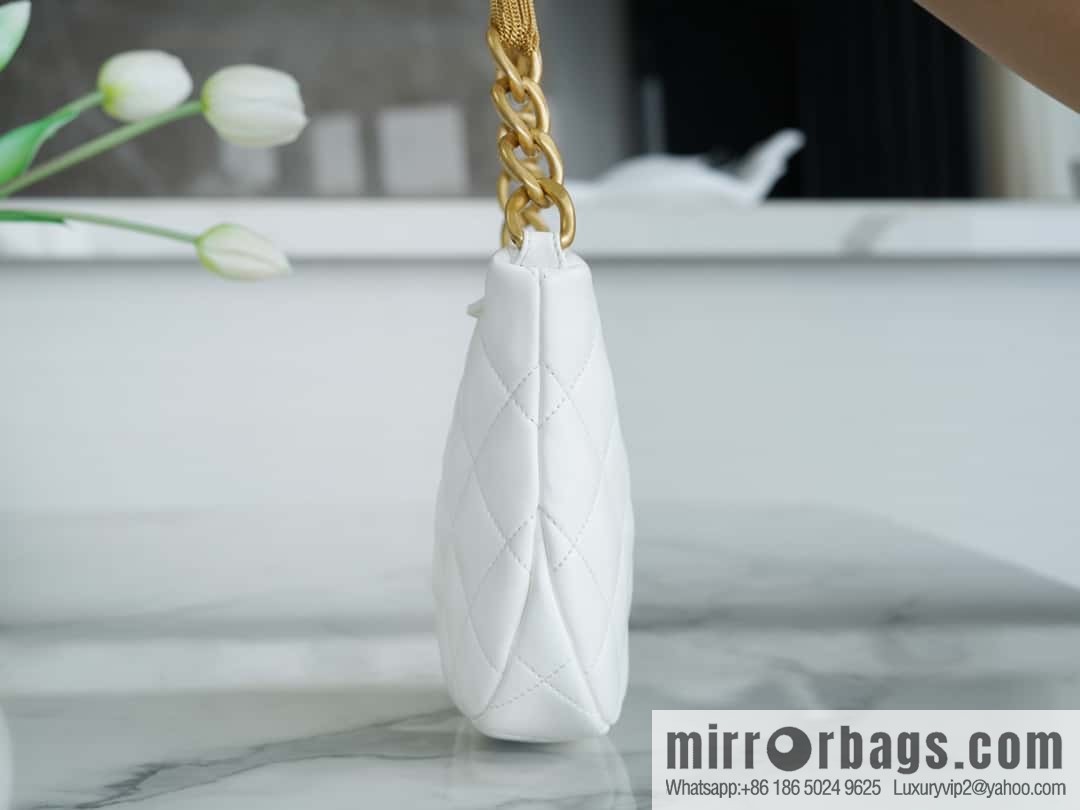 CHANEL 23A Handicraft Workshop HOBO Underarm Bag AS4220 White
