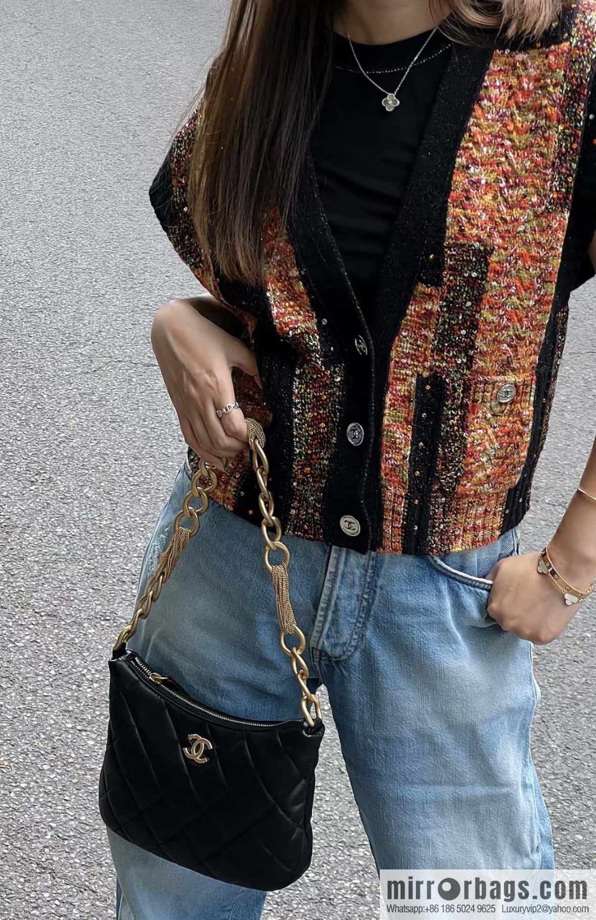 CHANEL 23A Handmade workshop HOBO armpit bag AS4220 black