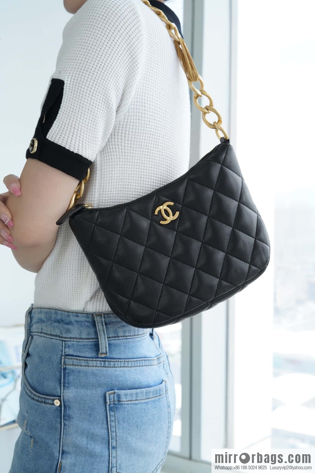 CHANEL 23A Handmade workshop HOBO armpit bag AS4220 black