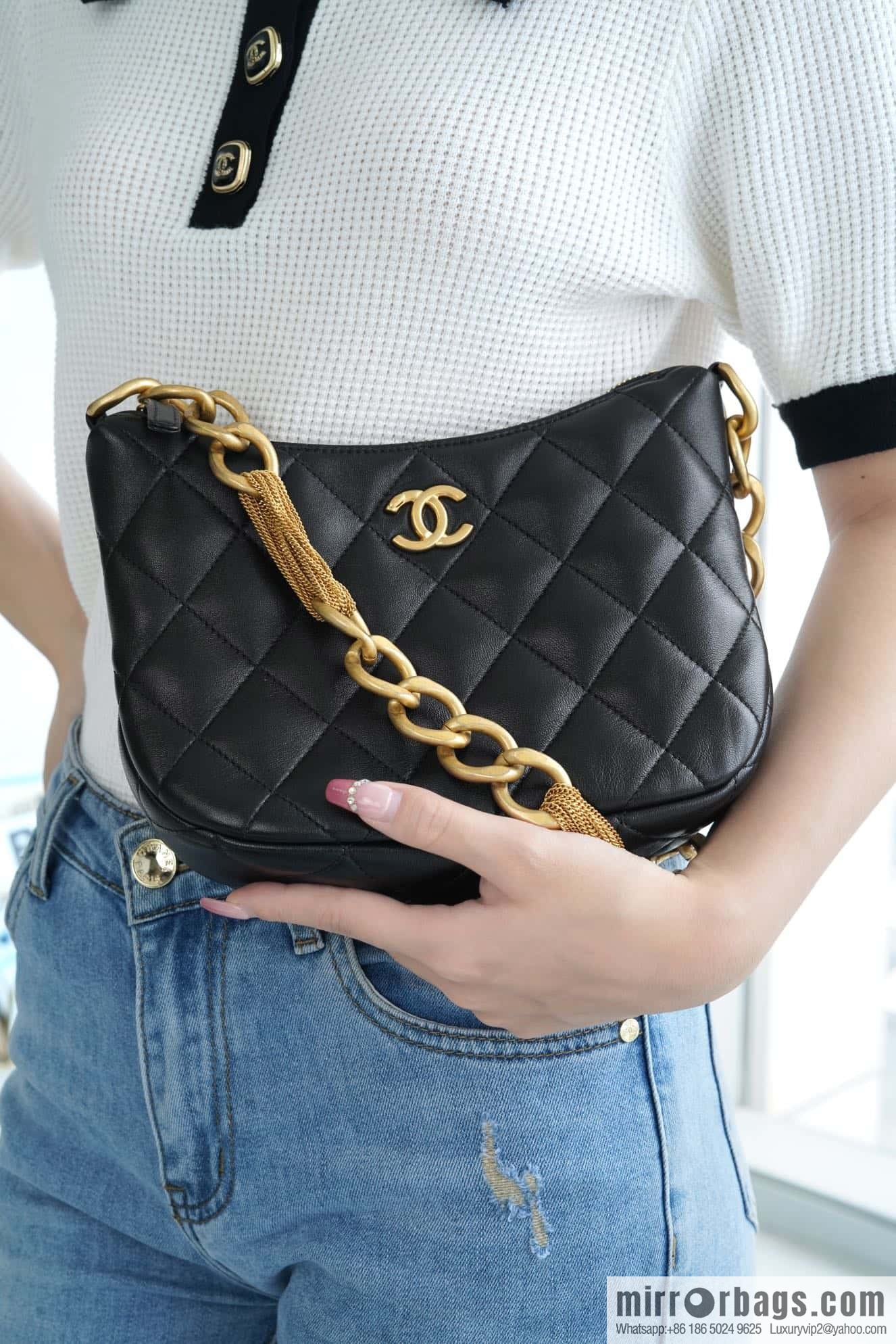 CHANEL 23A Handmade workshop HOBO armpit bag AS4220 black