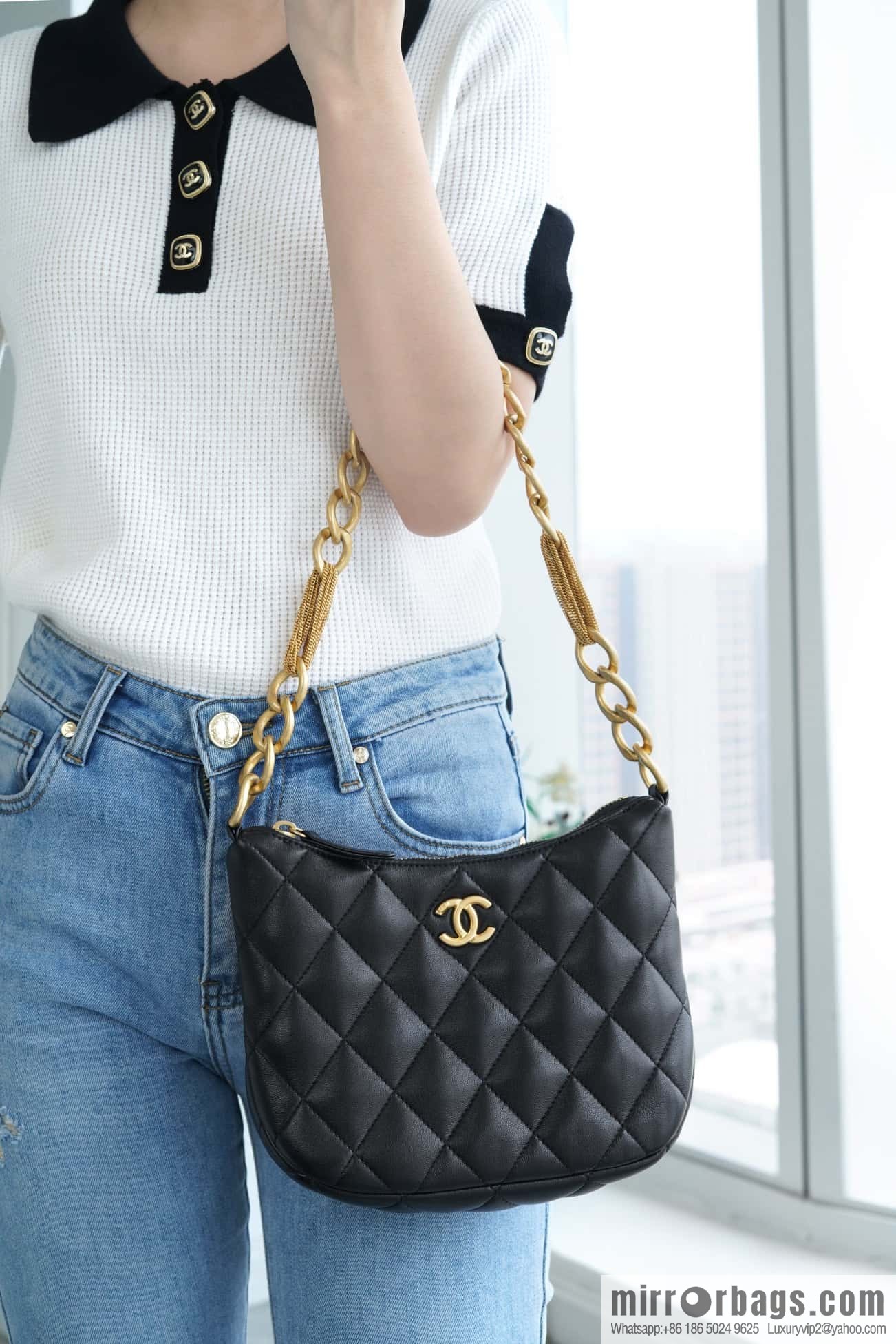 CHANEL 23A Handmade workshop HOBO armpit bag AS4220 black