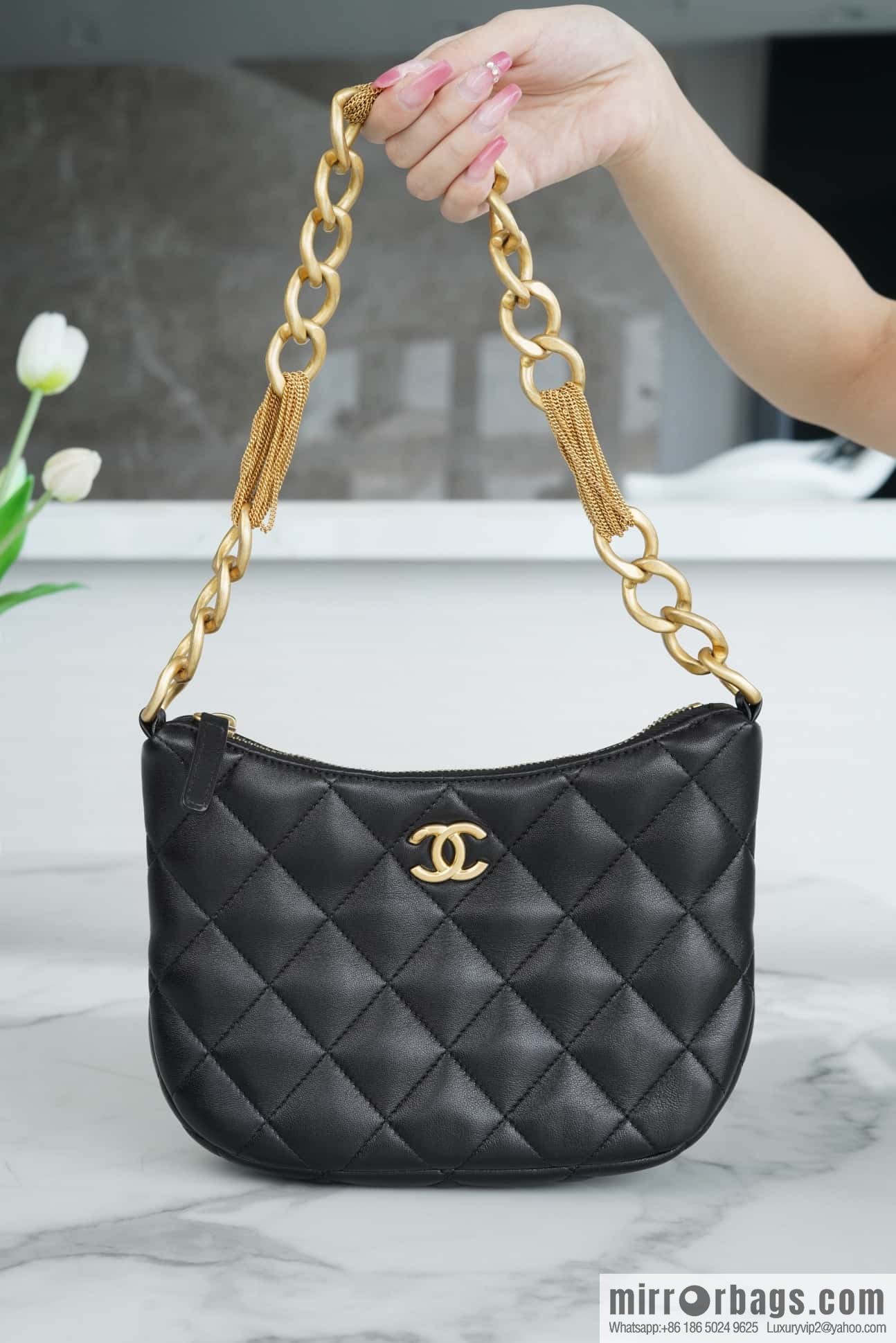 CHANEL 23A Handmade workshop HOBO armpit bag AS4220 black
