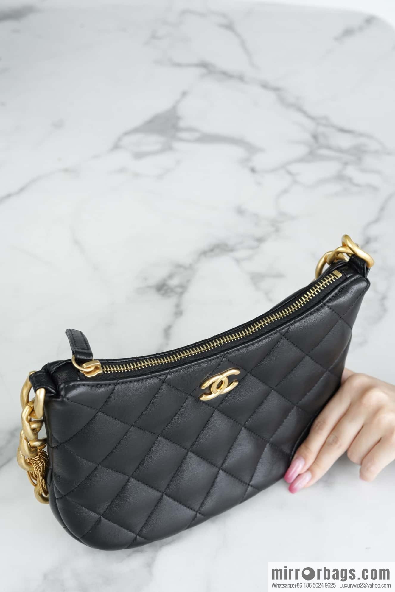 CHANEL 23A Handmade workshop HOBO armpit bag AS4220 black