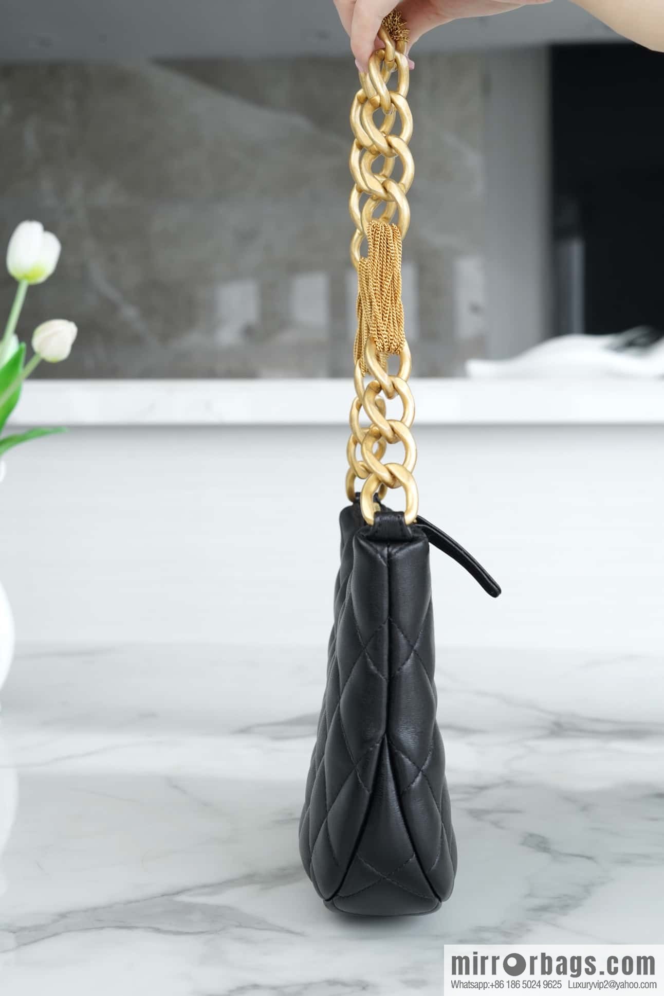 CHANEL 23A Handmade workshop HOBO armpit bag AS4220 black