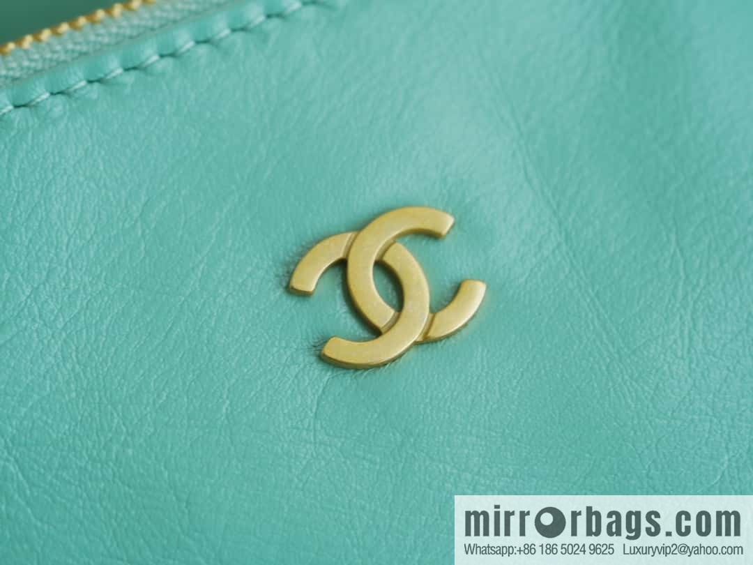 CHANEL 23c new 22 handbag AS3260 mint green πΏ genuine tail leather small
