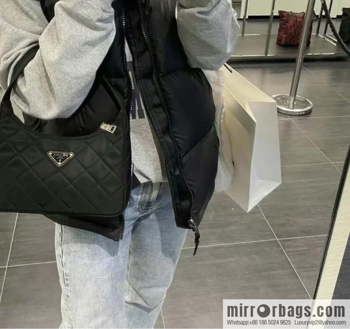 PRADA imported nylon fabric, new diamond Hobo armpit bag 🎉 1NE515