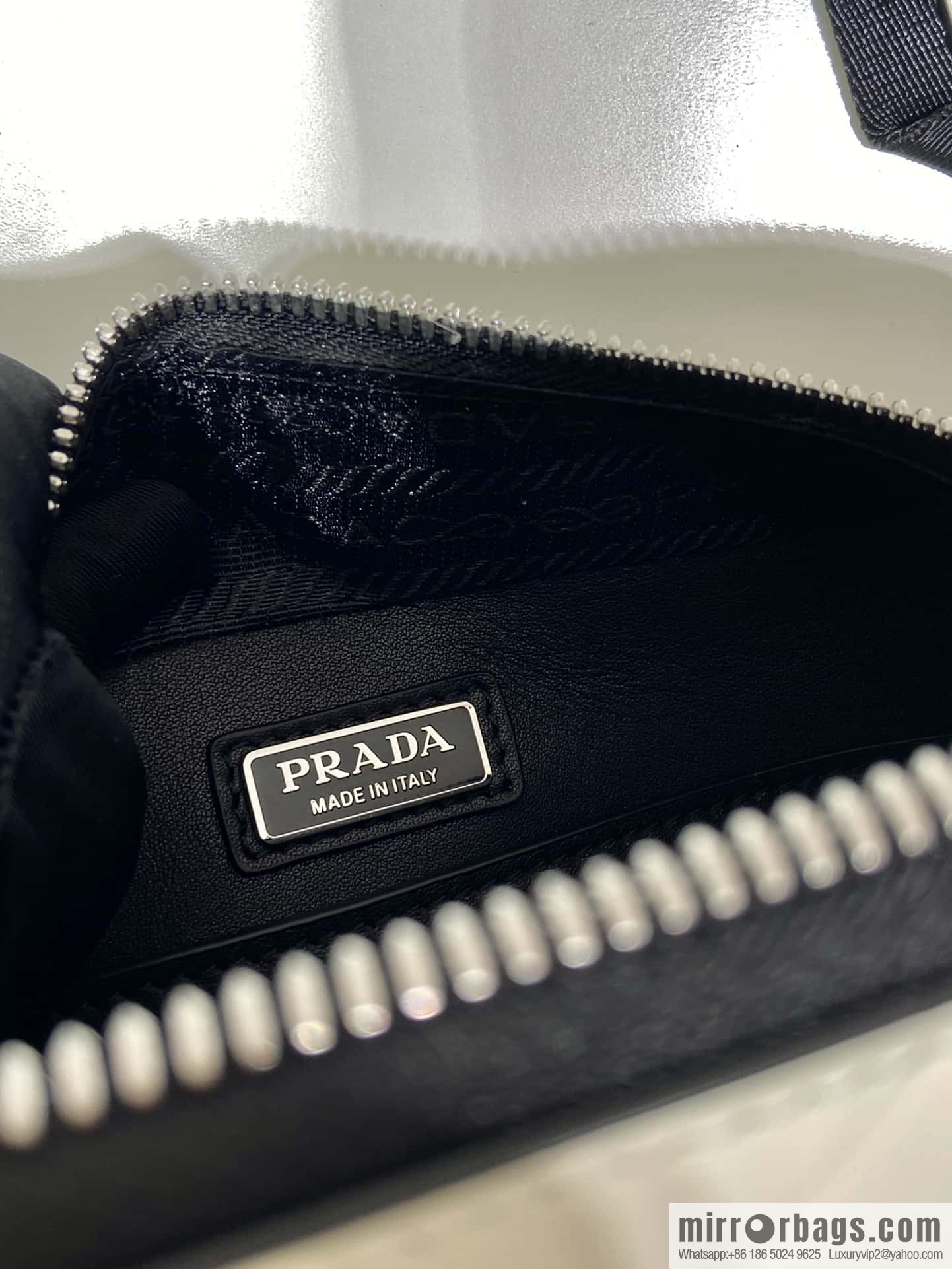 PRADA Brique leather (fabric) Grid camera bag 2VH070 white