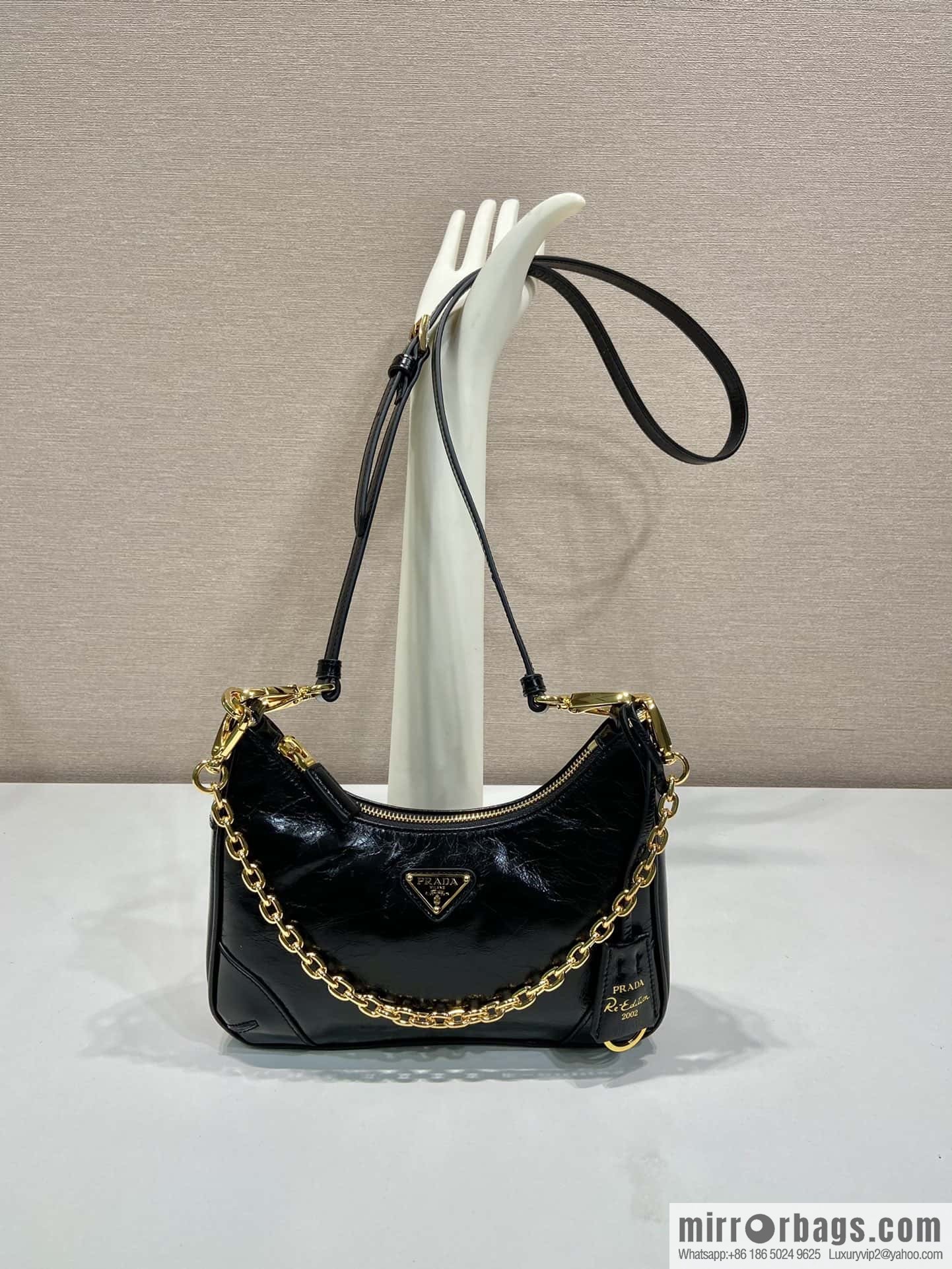 PRADA oil wax leather Hobo1BC204 hand carry/underarm bag/crossbody bag
