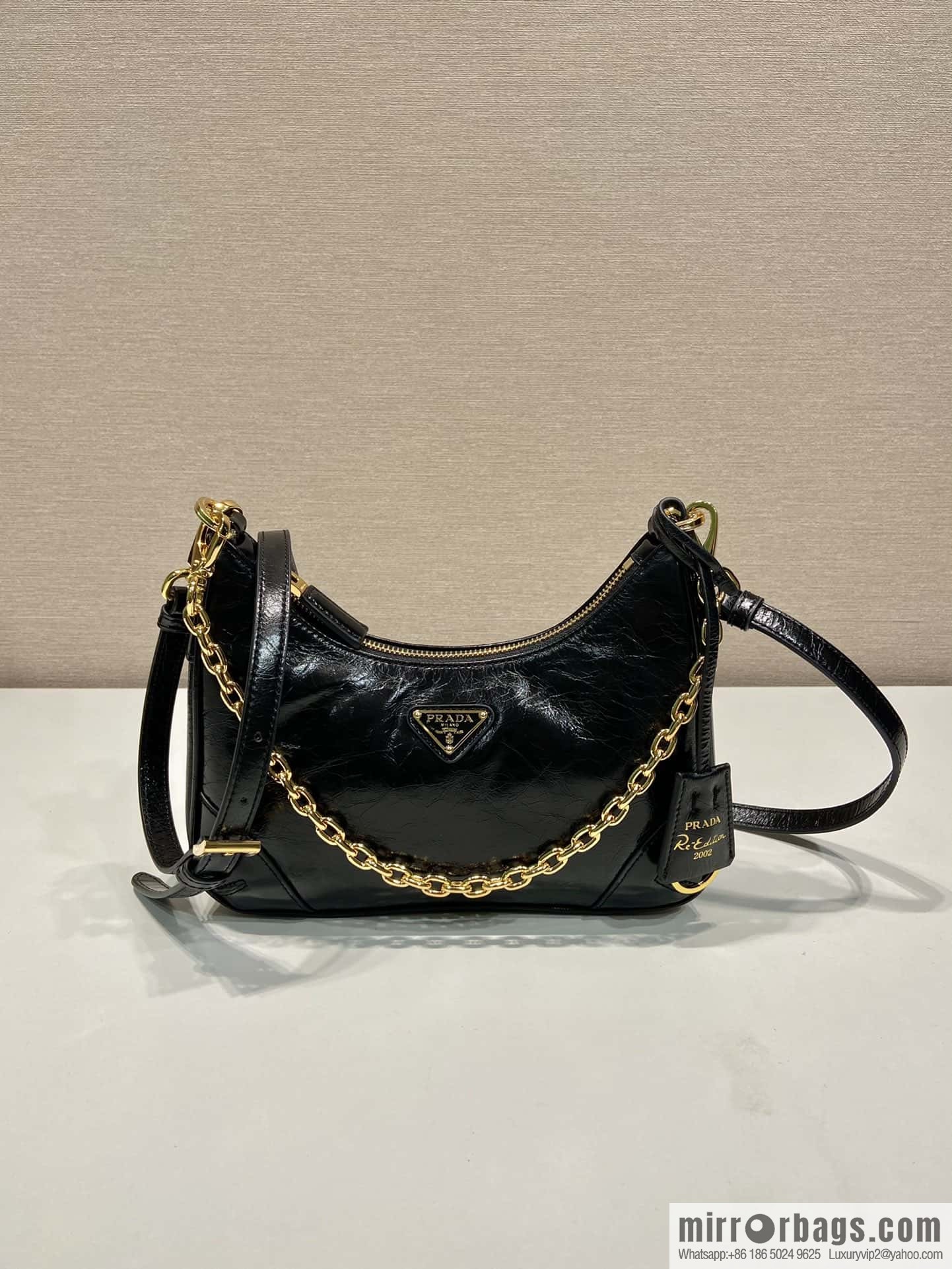 PRADA oil wax leather Hobo1BC204 hand carry/underarm bag/crossbody bag