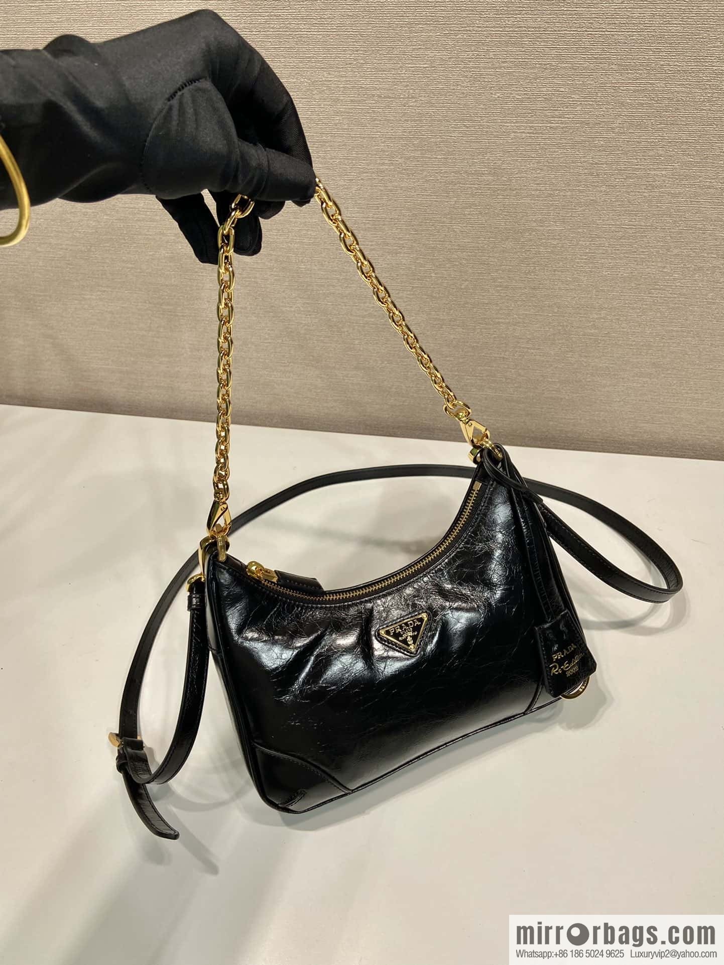PRADA oil wax leather Hobo1BC204 hand carry/underarm bag/crossbody bag