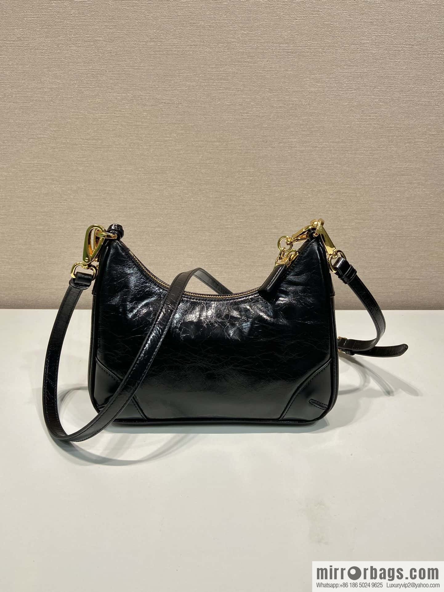 PRADA oil wax leather Hobo1BC204 hand carry/underarm bag/crossbody bag