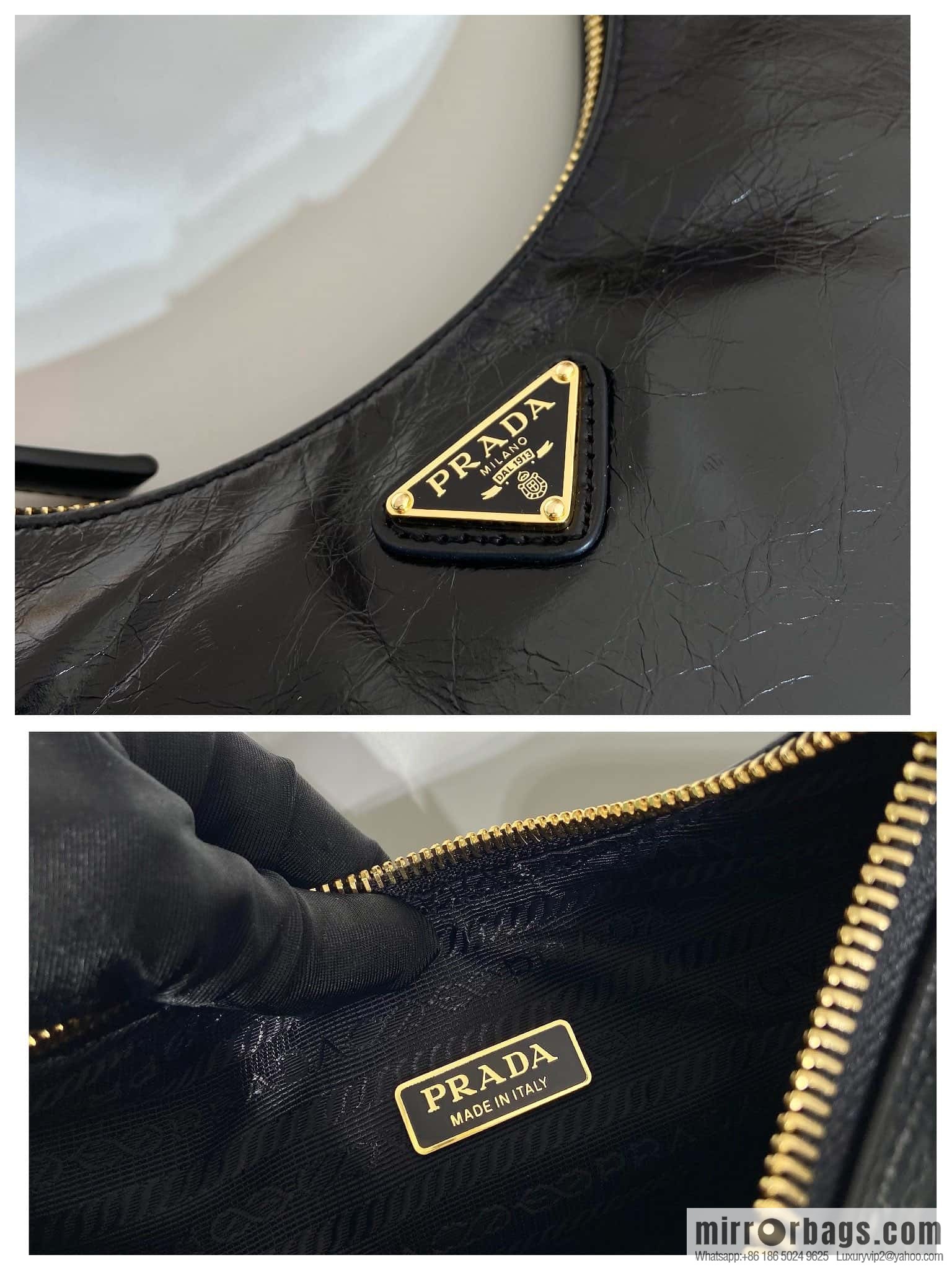 PRADA oil wax leather Hobo1BC204 hand carry/underarm bag/crossbody bag