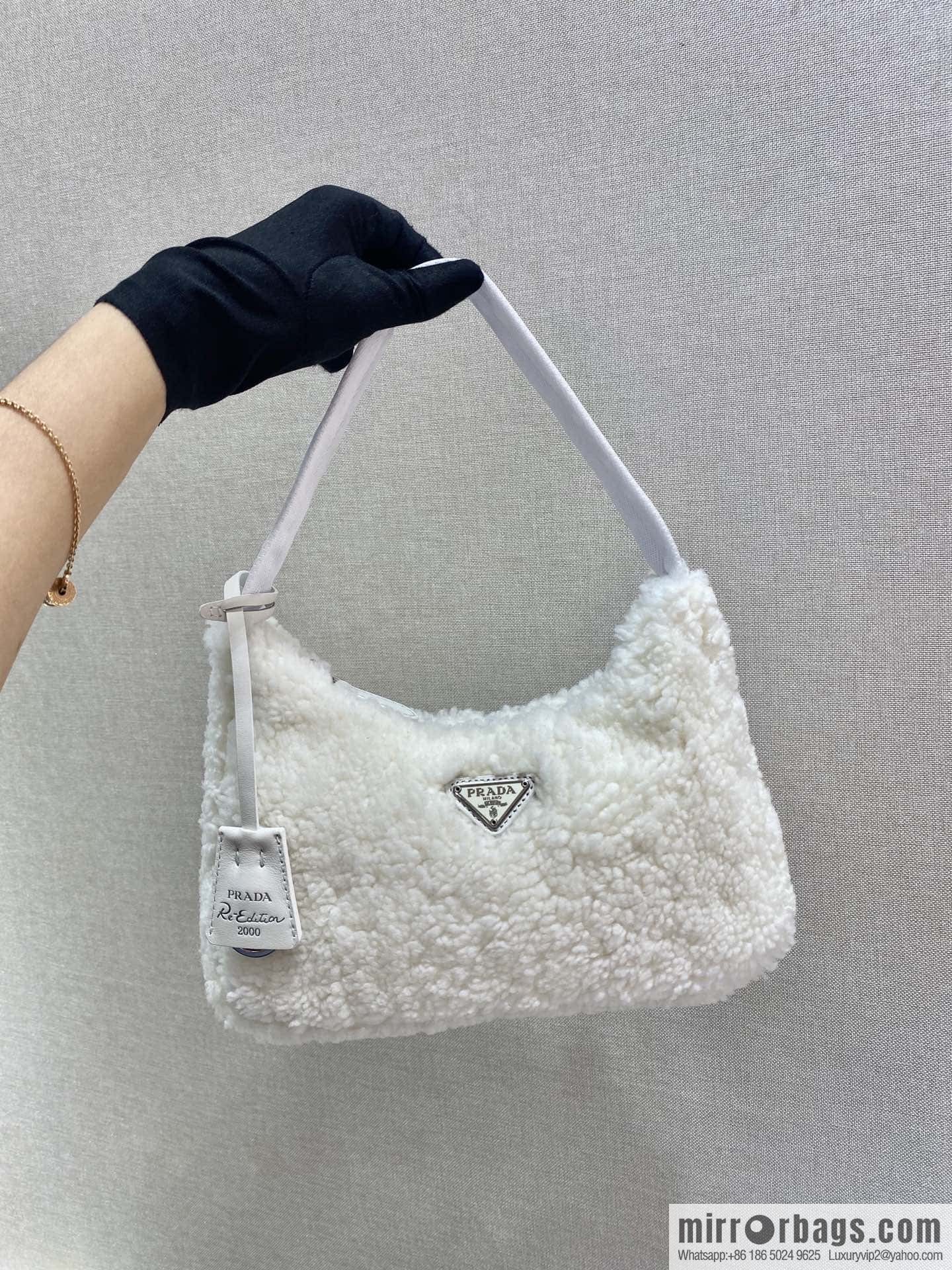 PRADA Plush Hobo Underarm Bag NE515 White