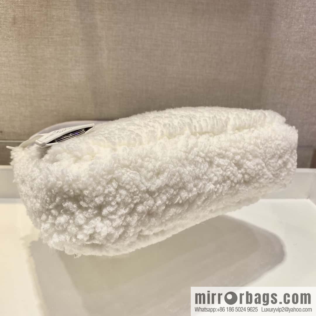 PRADA Plush Hobo Underarm Bag NE515 White